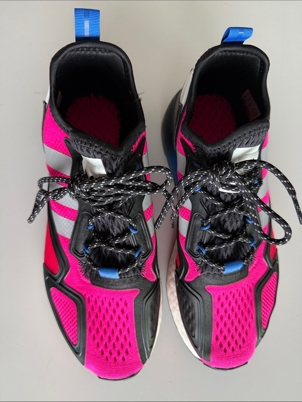 Adidas Originals ZX 2K Boost Shock Pink Black Blue, Women Size 8, Sneaker